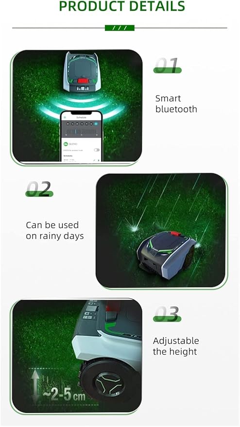 Cordless Electric Lawn Trimmer, Lawn Mower Automatic Rechargeable Robot Mower with Docking Station Smart App Control Gardening Tools for Golf Course and Garden Lightweight Low Noise Easy to use