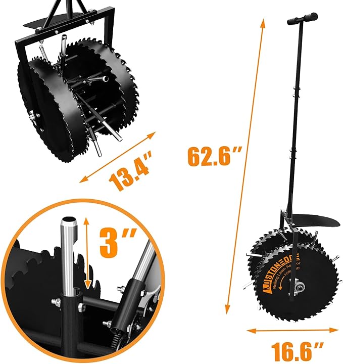 Patented Rolling Lawn Coring Aerator Yard Grass Pulling Plugs Manual Aeration Tool Push Roller Rotary Compacted Garden Soil Loosening